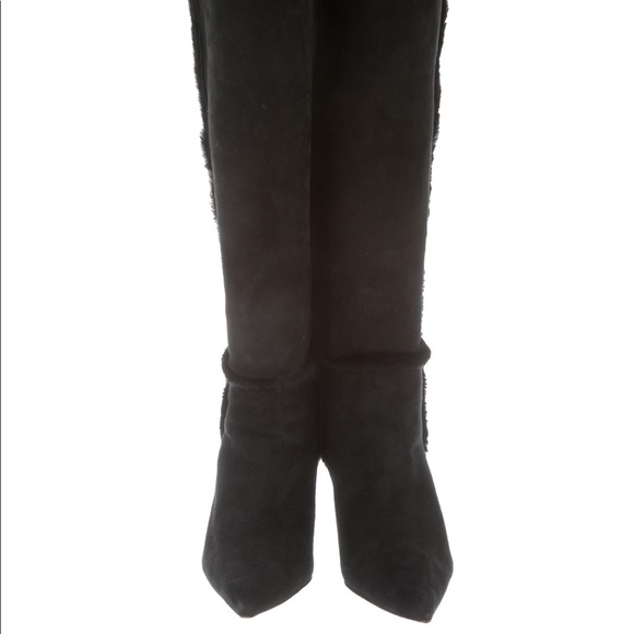 Manolo Blahnik black suede knee-high boots - Picture 3 of 8